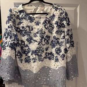 Chico eyelet blue/white top